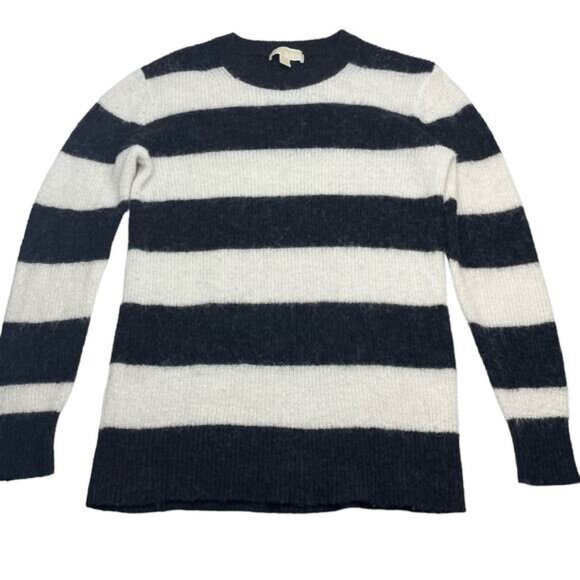 Michael Kors Womens Striped Alpaca Wool Fuzzy Relaxed Fit Sweater Size Medium - Picture 2 of 6
